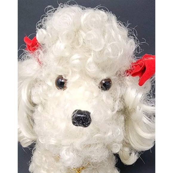 Vtg Rare Lulu Wiggy Doggy Poodle Stuffed Animal Curly Hair Synthetic Fiber 8" L - Picture 2 of 12